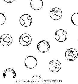 earth world planet globe map vector seamless pattern thin line illustration