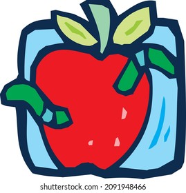 Earth Worm in Apple Logo Icon Colorful Insect Animal Vector Isolated on White