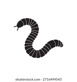 Diseño de ilustración plana de Vector de icono de silueta de gusano de tierra.
