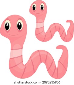 Gusanos terrestres, ilustración, vector sobre un fondo blanco.