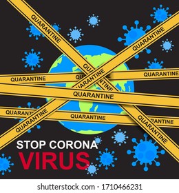 Earth wth corona Virus attack. 2019-nCoV. Corona Virus Global Spread, and Quarantine Concept Stopping Corona Virus.