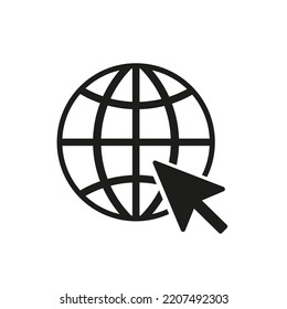 Earth www icon with cursor on white background. Vector illustration