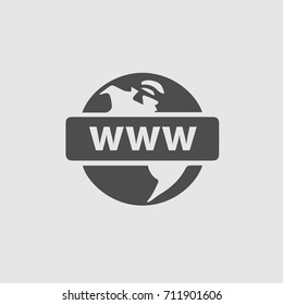 Earth with www text. Vector icon eps 10. Web globe sign.