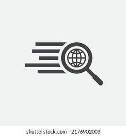 Earth with a Zoom lens logo and search icon Vector illustration Global