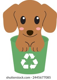 Earthday dog ,Dog with recycle bin