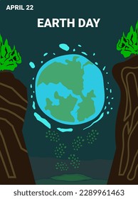Earthday illustration 22 april save the earth. Earth environmental.