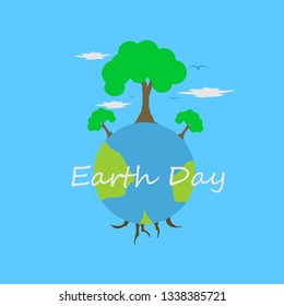 Earthday vector illustration, banner design, template, celebration, poster