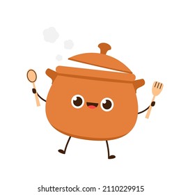 Funny kitchen pot character - pot vector illustration Stock Vector by  ©hanaschwarz 109140564