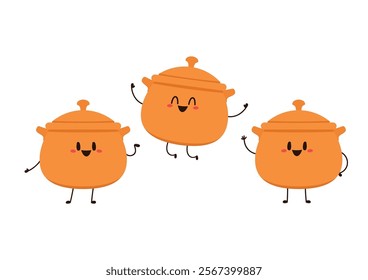 Earthen pot cartoon vector. Earthen pot for cooking. Pot character design.