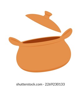 Earthen pot vector. Cooking food in earthen pots. Earthen pot on white background.