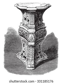 Earthenware of Bellevue, modern manufacturing, vintage engraved illustration. Magasin Pittoresque 1877.
