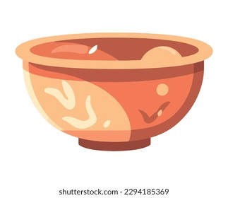 Earthenware bowl kitchen utensil icon isolated