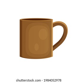 Earthenware ceramic cap  brown color vector illustration in a cartoon flat style isolated on white background.