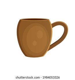 Earthenware ceramic cap  brown color vector illustration in a cartoon flat style isolated on white background.