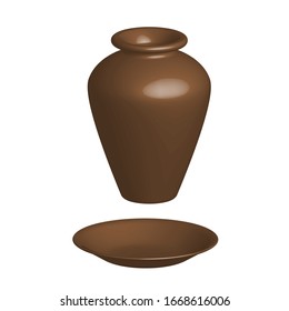 Earthenware Jar 3D object isolated backgound, vector EPS 10