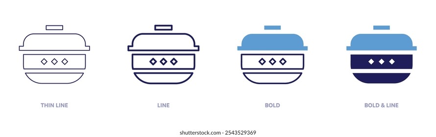 Earthenware pottery icon in 4 different styles. Thin Line, Line, Bold, and Bold Line. Duotone style. Editable stroke.