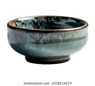 Earthenware pottery, rustic decoration on table icon isolated