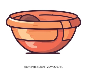 Earthenware red bowl decoration icon isolated