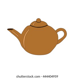 Earthenware teapot. Isolated object on a white background. Vector illustration.