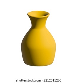 earthenware vase in yellow color in realistic style.