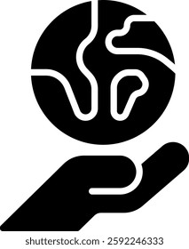 Earth-Friendly Vector for Sustainable Living. Eco-conscious lifestyle illustration, green environment concept, planet protection symbol. Glyph icon