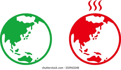 the Earth-Global warming-Line drawing