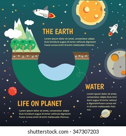 The earth,Kids space The universe kids, Infographics, Solar system, Planets comparison, Sun and Moon , Galaxies Classification,Kids space learning,Full vector