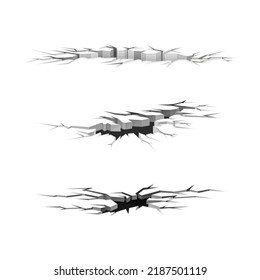Earthquake Crack with Black Hole in Ground Surface and Destruction Split Vector Set