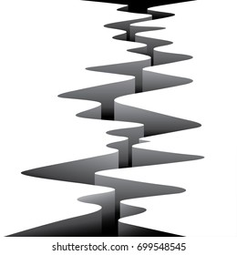 earthquake crack wave white background