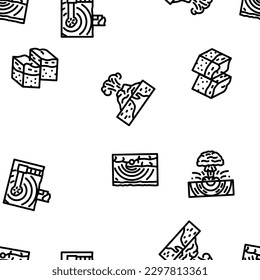 earthquake damage destruction vector seamless pattern thin line illustration