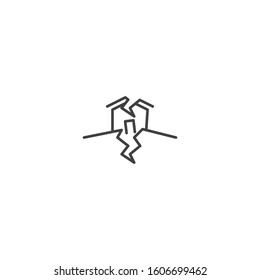 Earthquake damage house. Vector icon template