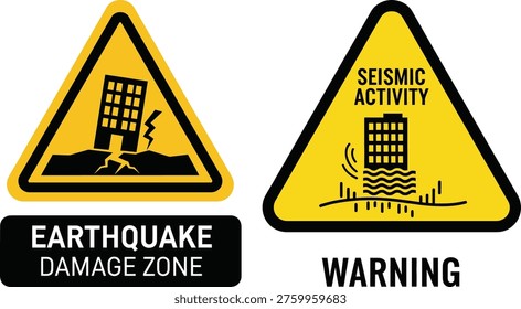 Earthquake damage zone and seismic activity warning signs