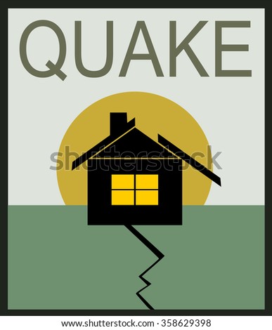 earthquake design with damaged home and cracked ground