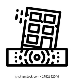 Erdbeben-Desaster-Linie Symbol Vektorgrafik. Erdbebenkatastrophenschild. isoliertes Kontursymbol