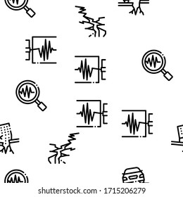 Earthquake Disaster Seamless Pattern Vector Thin Line. Illustrations