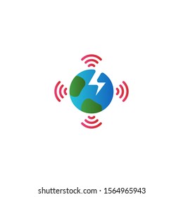 Earthquake Earth Signal Flat Icon Vector
