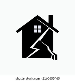 Earthquake Effect Icon. Building Break, Natural Disaster Symbol - Vector. 