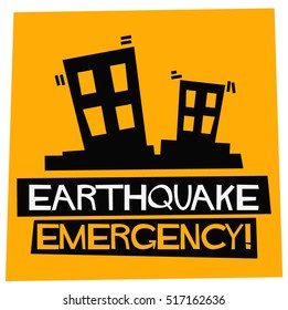 Earthquake Emergency (Flat Style Vector Illustration Disaster Poster Design)