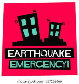 Earthquake Emergency (Flat Style Vector Illustration Disaster Poster Design)