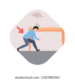 Earthquake emergency safety rules and instruction vector illustration. Walked towards the table to shelter from the earthquake