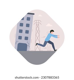 Earthquake emergency safety rules and instruction vector illustration. Stay away from buildings, walls and power poles