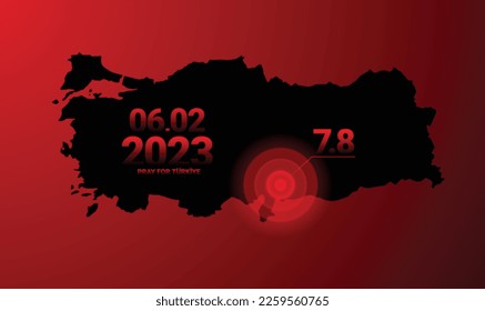 Türkiye earthquake february 6, 2023. Pray For Turkey. 7.8 points. Vector