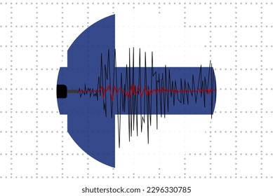Earthquake in Finland concept, seismic wave with flag, natural disasters news banner idea, quake in Finland, vector design, seismograph or seismometer, earthquake vibration