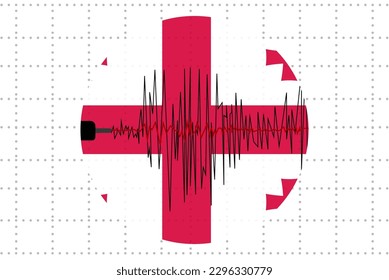Earthquake in Georgia concept, seismic wave with flag, natural disasters news banner idea, quake in Georgia, vector design, seismograph or seismometer, earthquake vibration