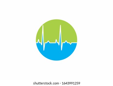 earthquake graph concept logo with circle design