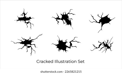 Earthquake and ground cracks,Ground cracks set. hole effect, craquelure and damaged wall texture. can be used for topics earthquake, crash, destruction vector illustration transparent