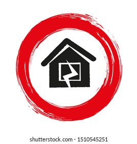 earthquake hazard sign. Vector icon.