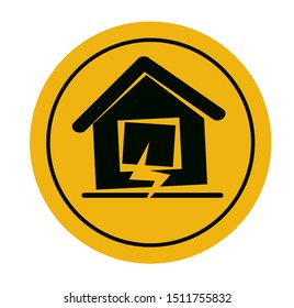 earthquake hazard sign. Vector icon.