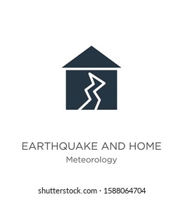 Earthquake and home icon vector. Trendy flat earthquake and home icon from meteorology collection isolated on white background. Vector illustration can be used for web and mobile graphic design, logo,