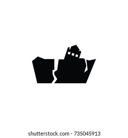 Earthquake with house icon on white background